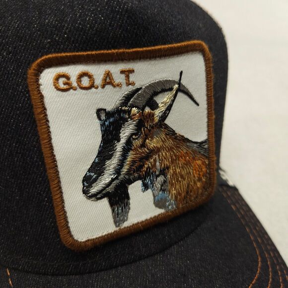 Goorin Bros GOAT Adjustable Casual Trucker Cap Mens Black Beige - Picture 2 of 6